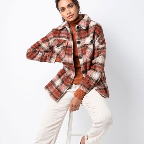 MKT STUDIO Revolve Masur Check Plaid Shirt Jacket - Picture 1 of 11